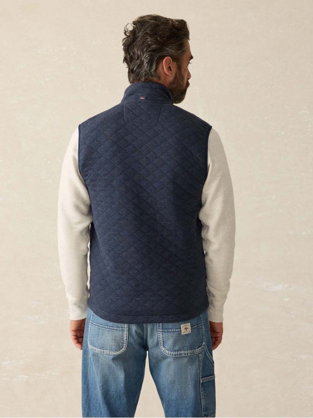Faherty Epic Quilted Fleece Vest - Navy Melange - Picture 2 of 6